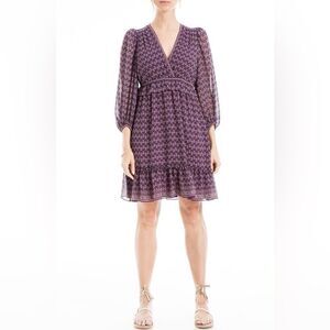 NWT Max Studio Nordstrom Women’s Floral Balloon Sleeve A-Line Dress XS